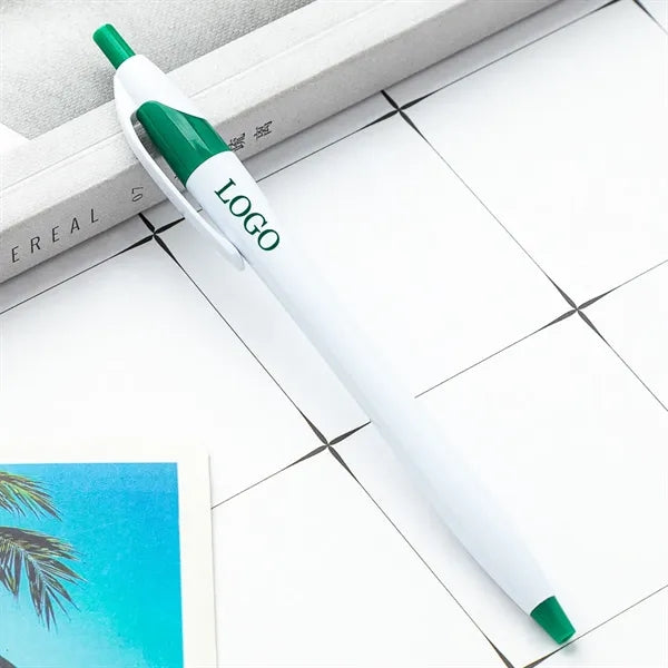 Plastic press thin rod ballpoint pen can print logo