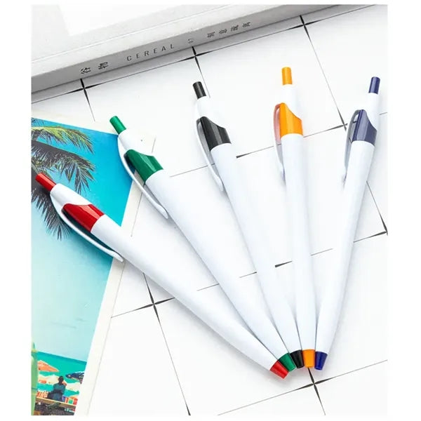Plastic press thin rod ballpoint pen can print logo