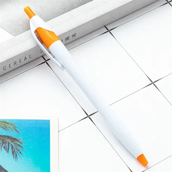 Plastic press thin rod ballpoint pen can print logo