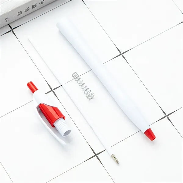 Plastic press thin rod ballpoint pen can print logo