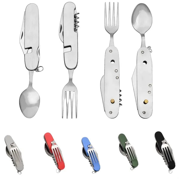 4-in-1 Portable Stainless Steel Camping Cutlery Set