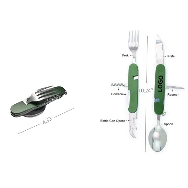4-in-1 Portable Stainless Steel Camping Cutlery Set