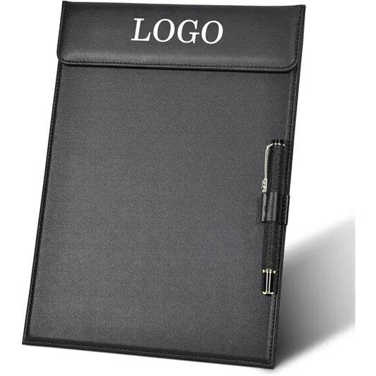 A4 Pu Leather Magnetic Clipboard w/Pen Holder