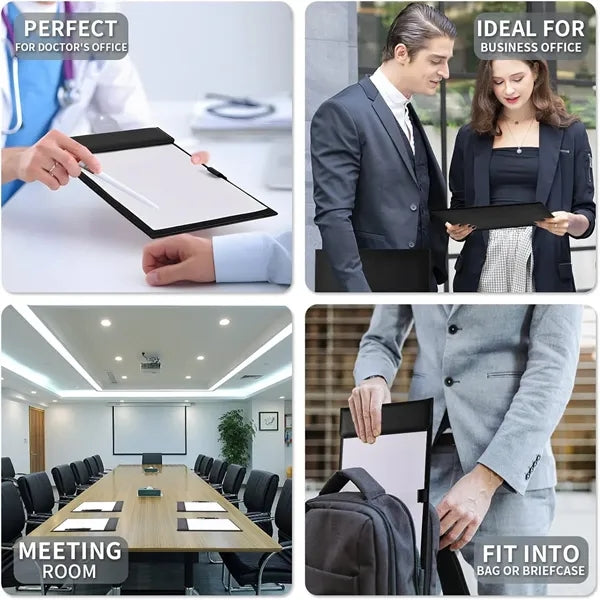 A4 Pu Leather Magnetic Clipboard w/Pen Holder