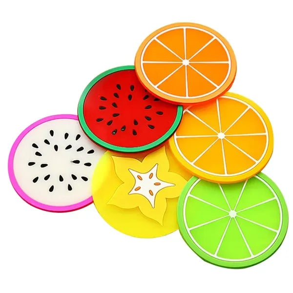 Colorful Eco-friendly Fruit Silicone Drinks Coasters