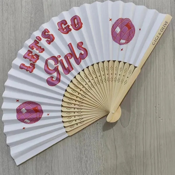 Handcrafted Personalized Hand Held Folding Bamboo Paper Fan