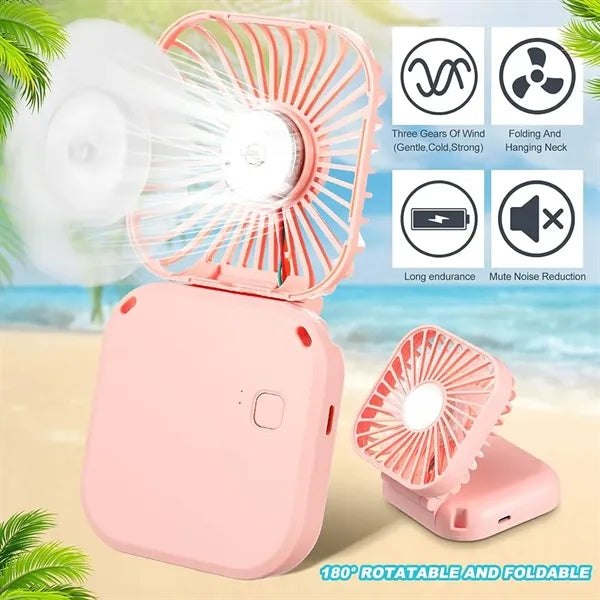 Rechargeable Hanging neck folding fan