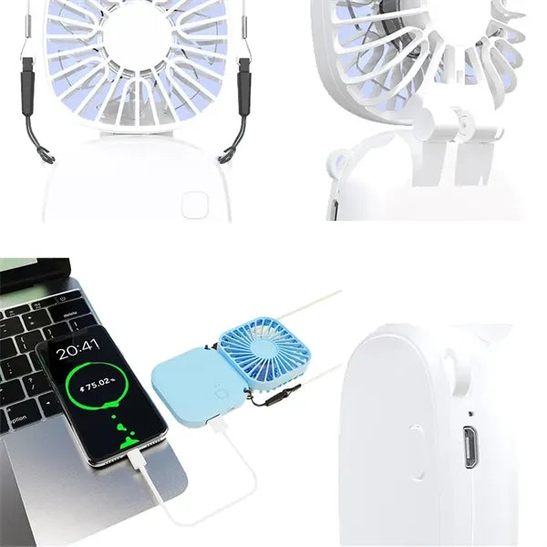 Rechargeable Hanging neck folding fan