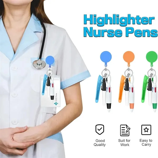 Mini Nurse Badge Highlighter Permanent Marker Ballpoint Pen