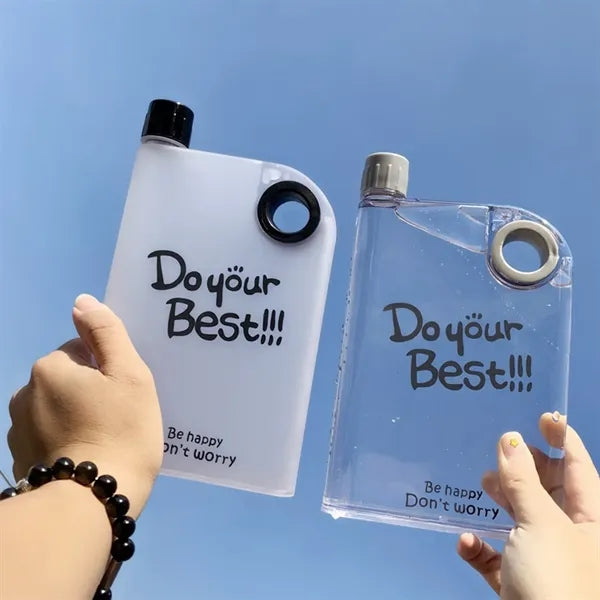 14oz Clear Notebook Water Bottle w/ Finger Hole