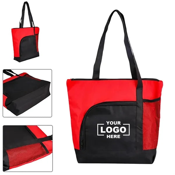 Zippered Tote Bag With Mesh Pocket