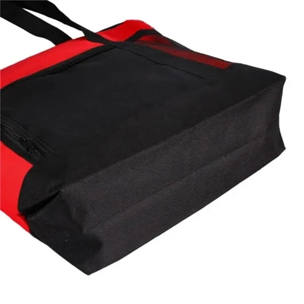 Zippered Tote Bag With Mesh Pocket