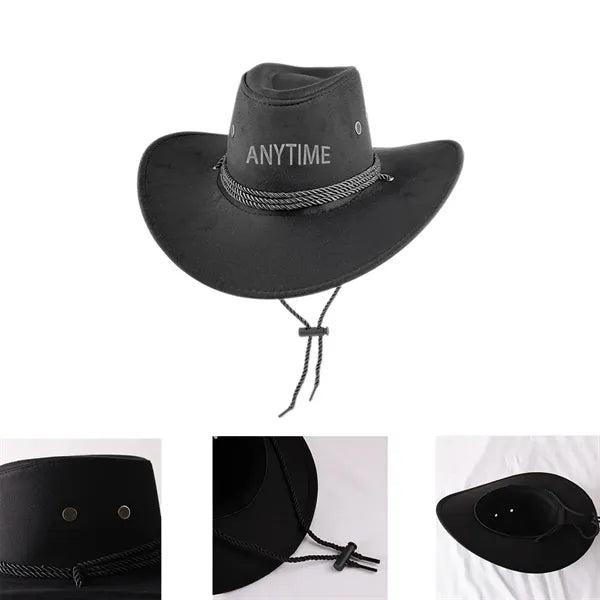 Wide Brim Suede Cowboy Hat In Summer Beach
