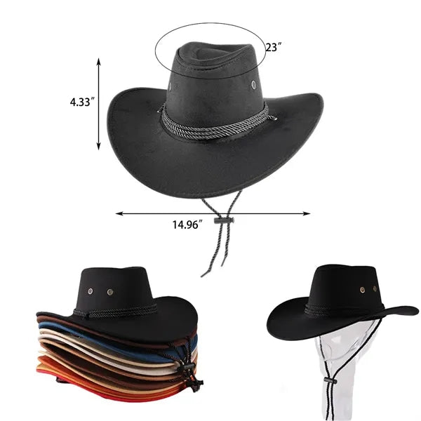 Wide Brim Suede Cowboy Hat In Summer Beach
