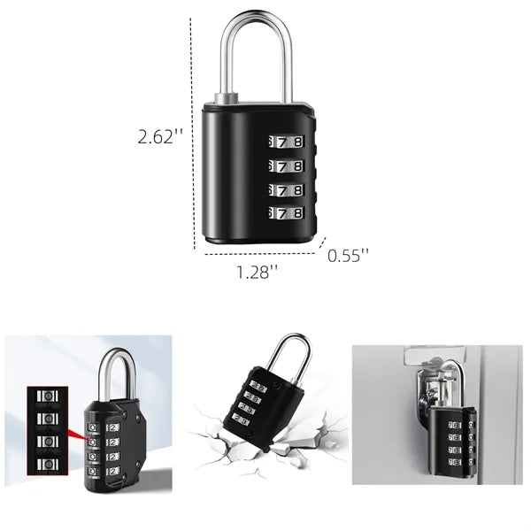 Zinc alloy 4-digit travelling combination lock