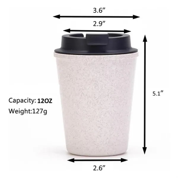 12oz Wheat Straw Travel Coffee Mug