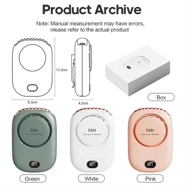 Mini Hand Held 2000mah Battery Air Cooler Necklace Fan