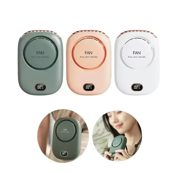 Mini Hand Held 2000mah Battery Air Cooler Necklace Fan