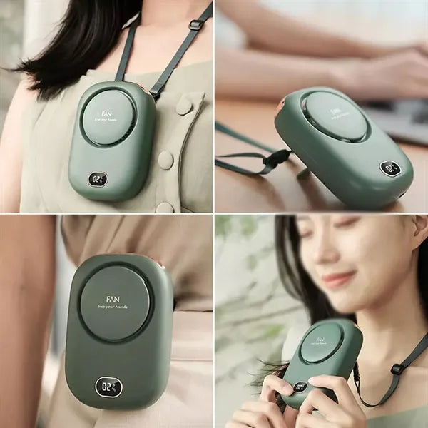 Mini Hand Held 2000mah Battery Air Cooler Necklace Fan
