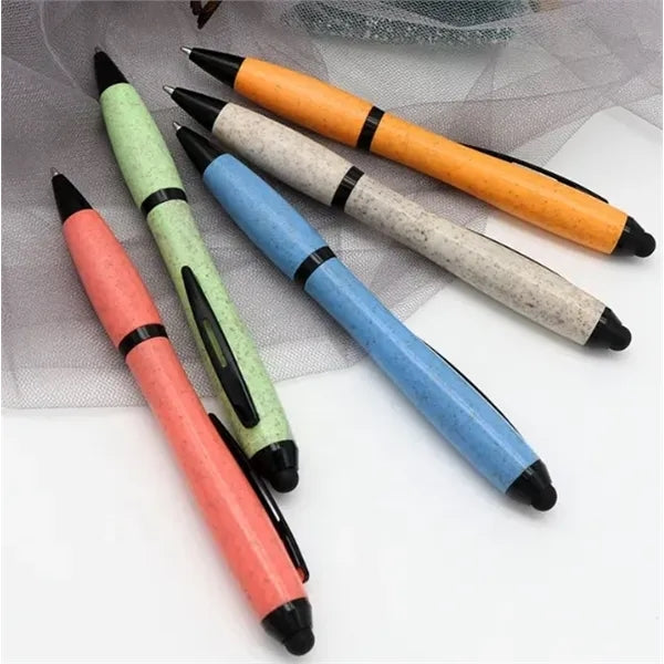 Natural Straw Stylus Ballpoint Pen