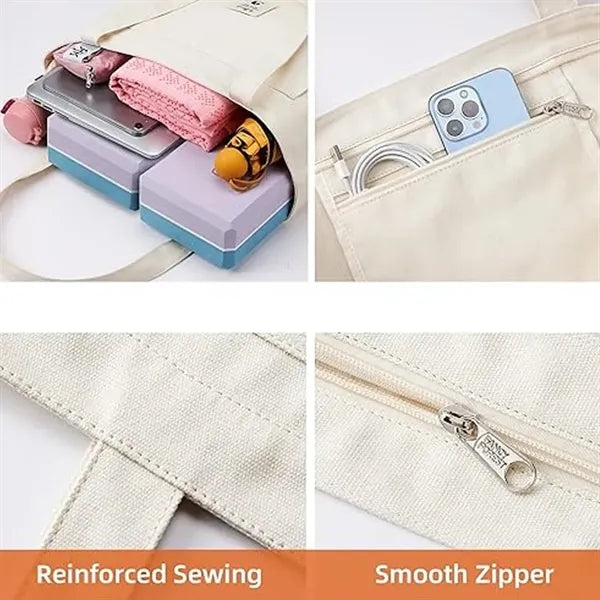 Canvas Tote Bag With Yoga Mat Carrier