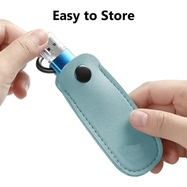 Leather U Disk Pouch Key Ring Holder