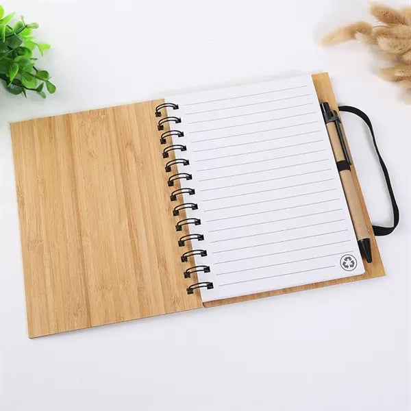 Eco-Friendly Bamboo Notebook with Pen - Durable & Stylish