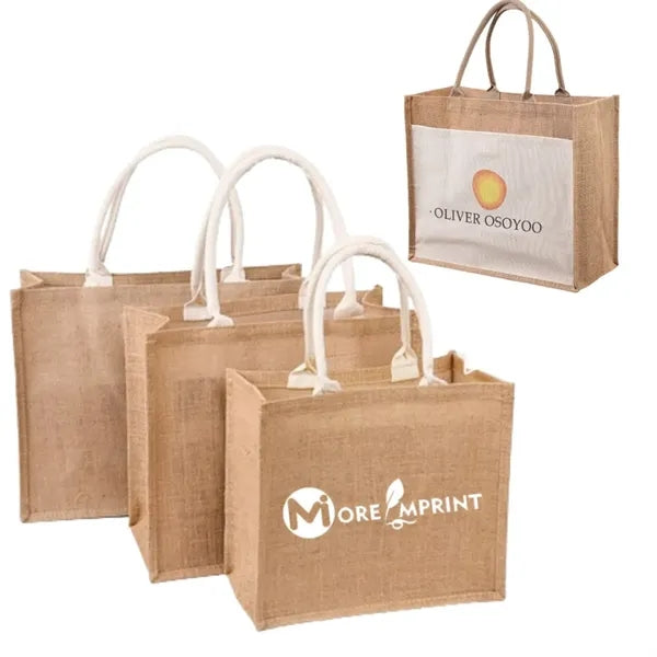 Eco-friendly Natural Jute Tote Bag Burlap with Cotton Handle