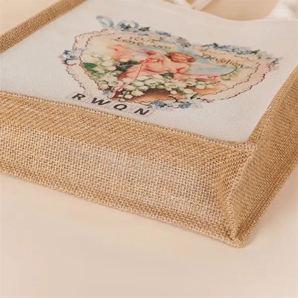 Eco-friendly Natural Jute Tote Bag Burlap with Cotton Handle