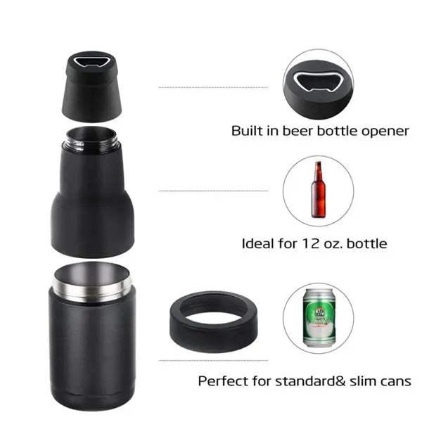 Can cooler with beer opener
