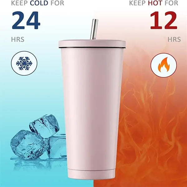 Insulated Tumbler with Lid and Straw Cold Cup 28 oz