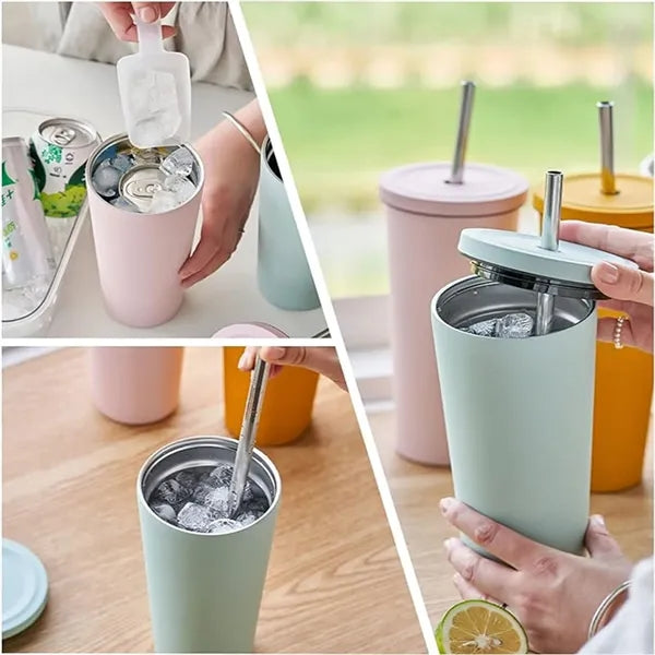 Insulated Tumbler with Lid and Straw Cold Cup 28 oz