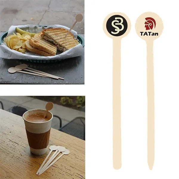 Round Top Wood Drink Stirrer Food Pick Stir Stick