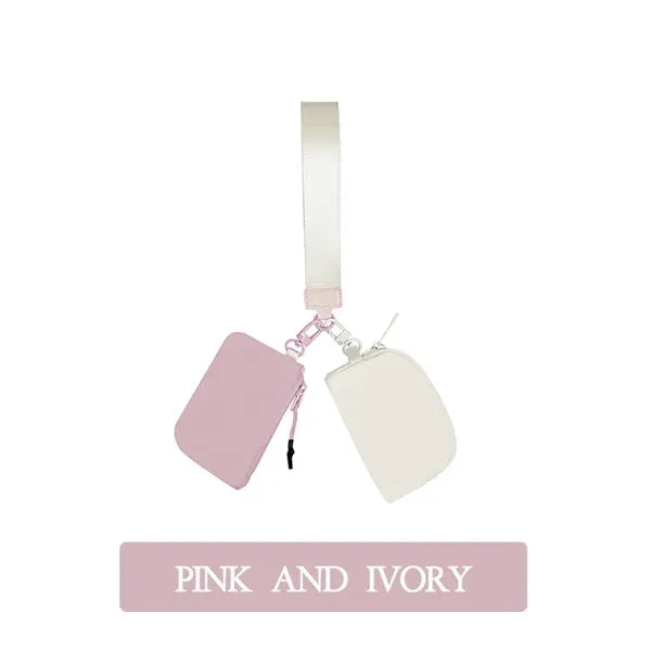 Mini Zip Around Wristlet keychain Wallet for Women