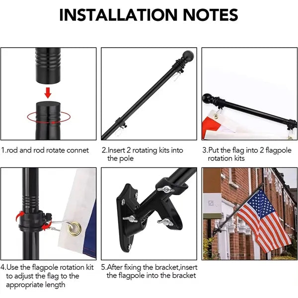 6 Ft Stainless Steel Flagpole Outdoor Flag Kit For House