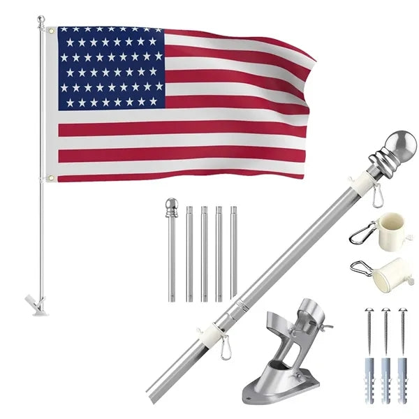 6 Ft Stainless Steel Flagpole Outdoor Flag Kit For House