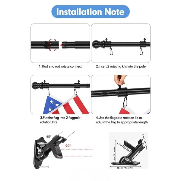6 Ft Stainless Steel Flagpole Outdoor Flag Kit For House