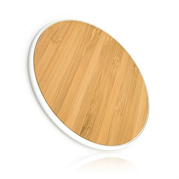 10w Round Bamboo Wood Fast QI Wireless Charger