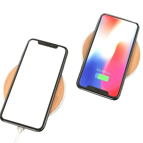 10w Round Bamboo Wood Fast QI Wireless Charger