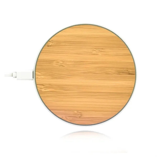10w Round Bamboo Wood Fast QI Wireless Charger