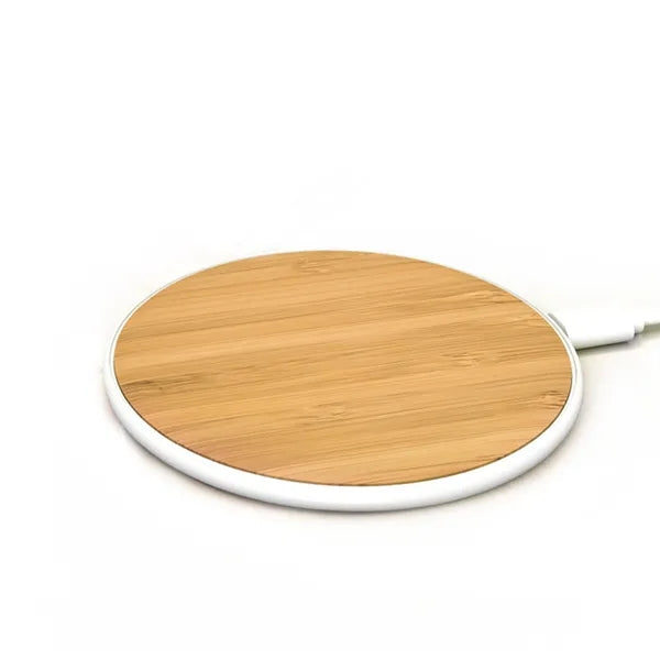 10w Round Bamboo Wood Fast QI Wireless Charger