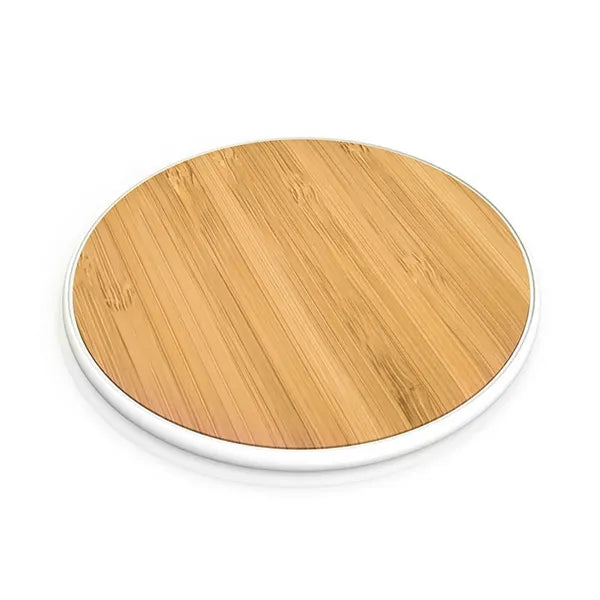 10w Round Bamboo Wood Fast QI Wireless Charger