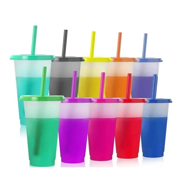 24 oz Color Changing Cups with Straws & Lids