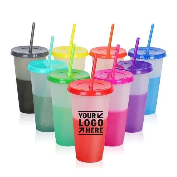 24 oz Color Changing Cups with Straws & Lids