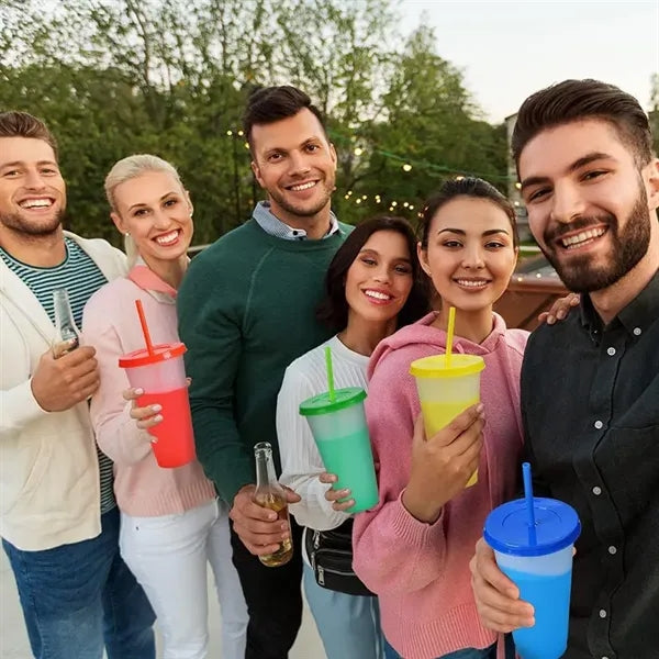 24 oz Color Changing Cups with Straws & Lids
