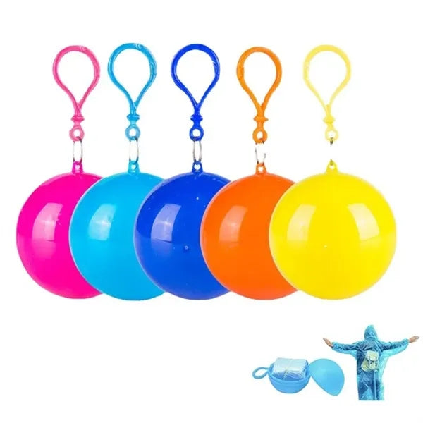 Disposable Rain Poncho In Keychain Ball