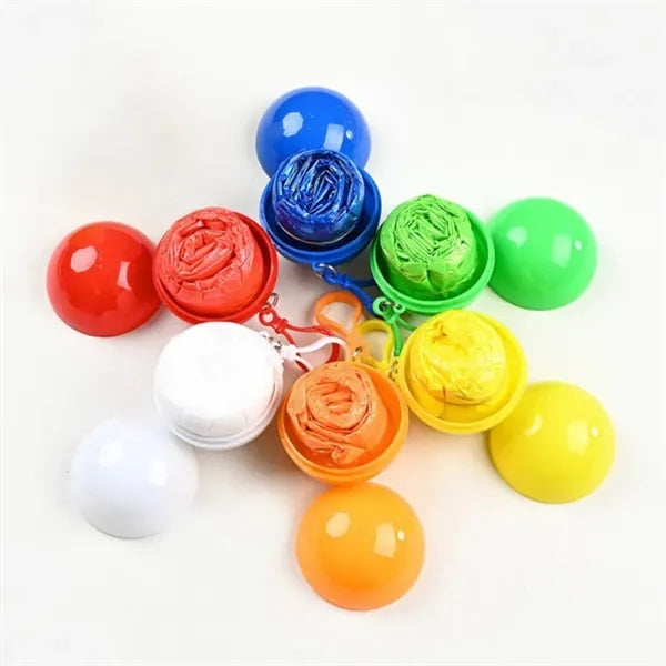 Disposable Rain Poncho In Keychain Ball
