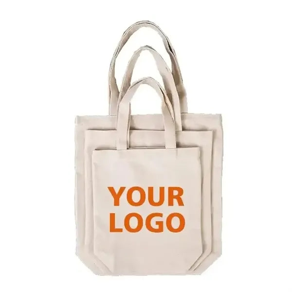 Natural Cotton Solid Color Canvas Tote Bag