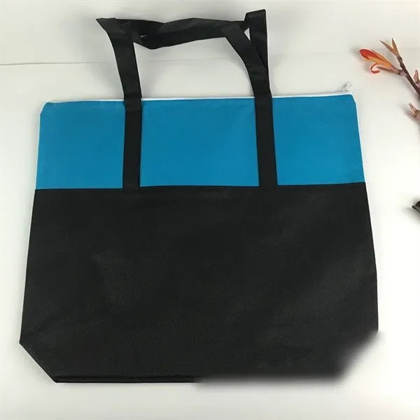 Two-tone Zippered Non Woven Tote Bag