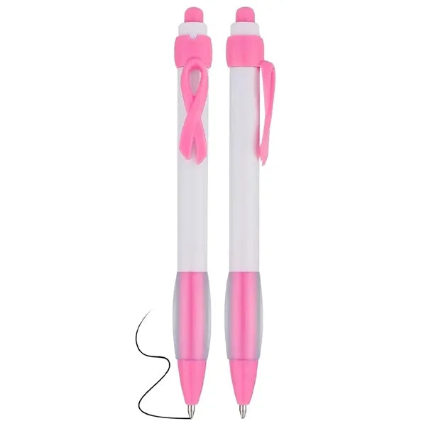 Breast Cancer Pen With Ribbon Clip